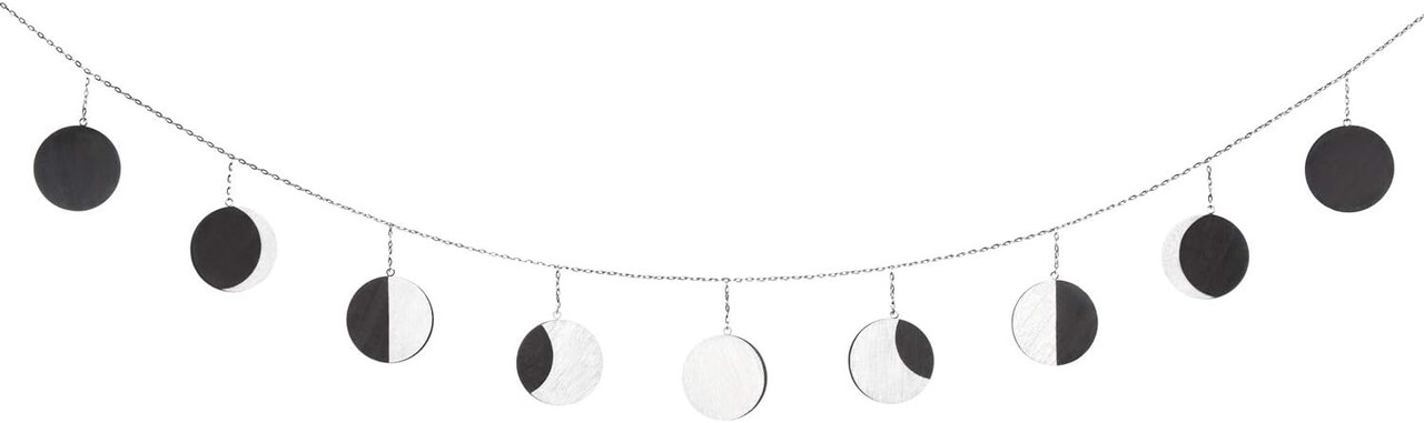 Moon Phase Wall Hanging Boho Home Decor Metal Garland(Silver)